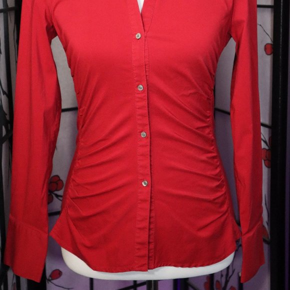 Express Design Studio Red Long Sleeve Dress Shirt, Size Small - Picture 2 of 4